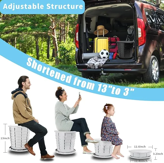 mupera Portable Toilet - Upgrade Foldable Toilet with Waste Bags and Toilet Storage Bag, Multifunctional 8 Gallon Travel Retractable Potty with Lid, for Car RV Boating