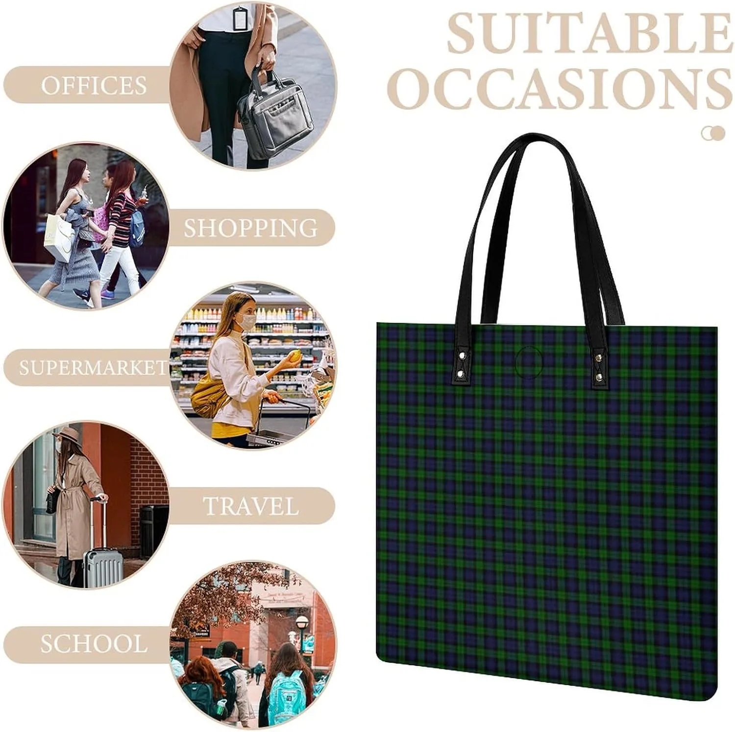 Murray Tartan Fashionable All Printed Leather Handbag Unisex