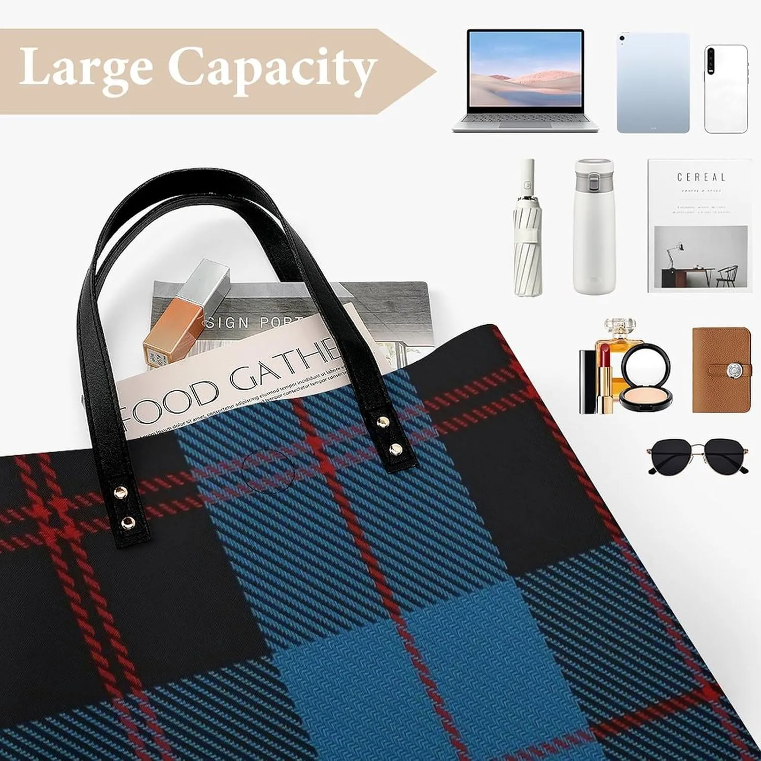 Murray Tartan Fashionable All Printed Leather Handbag Unisex