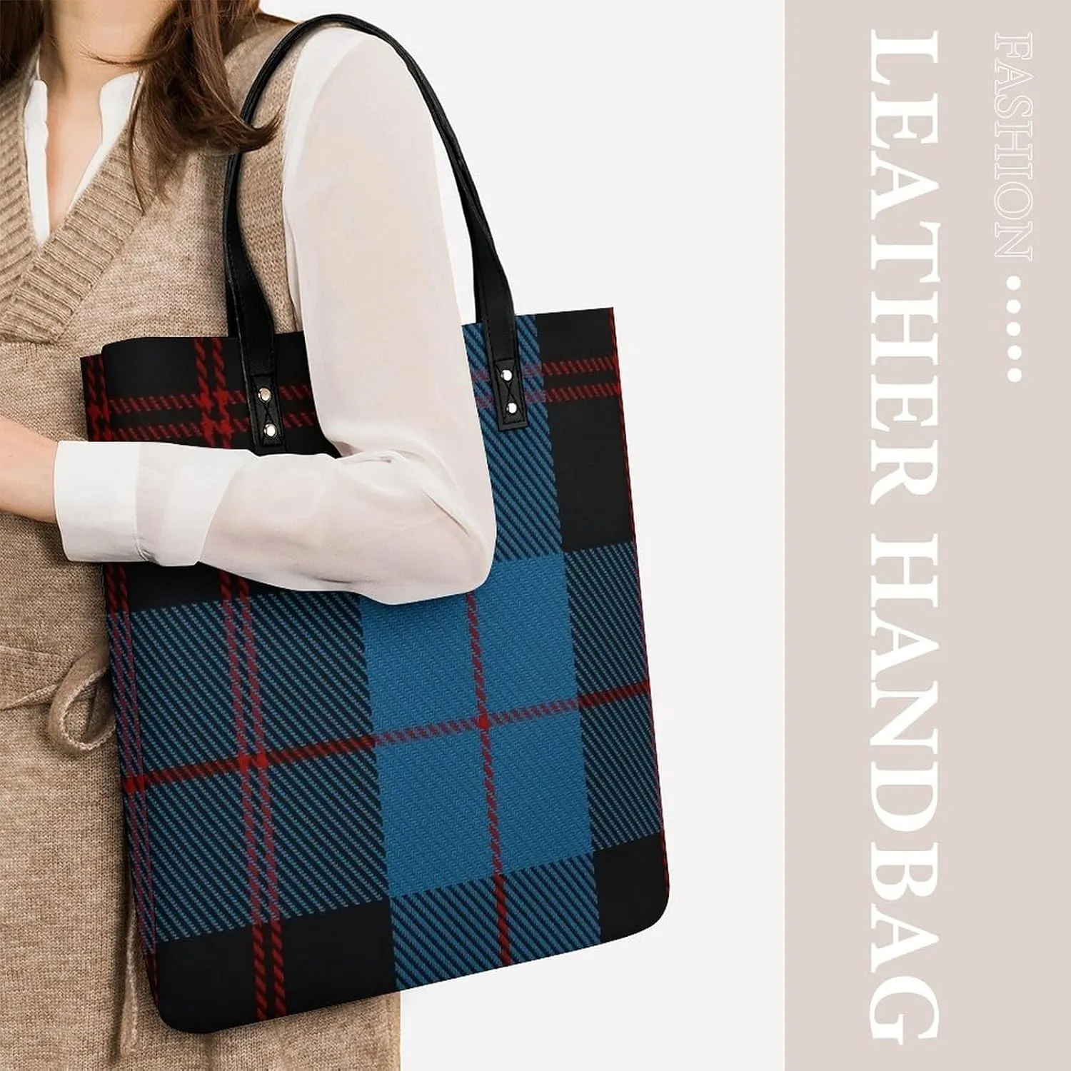 Murray Tartan Fashionable All Printed Leather Handbag Unisex