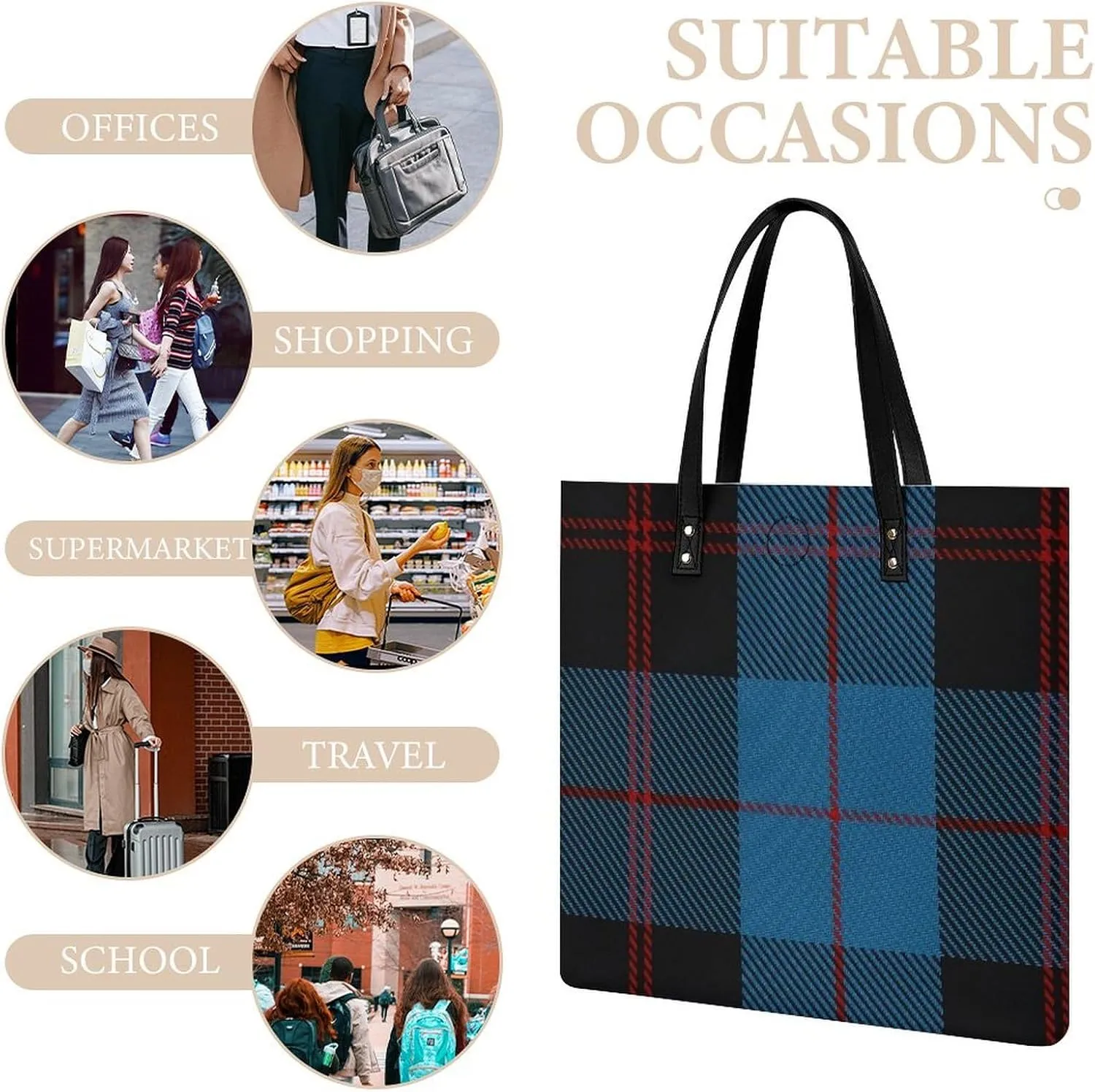 Murray Tartan Fashionable All Printed Leather Handbag Unisex
