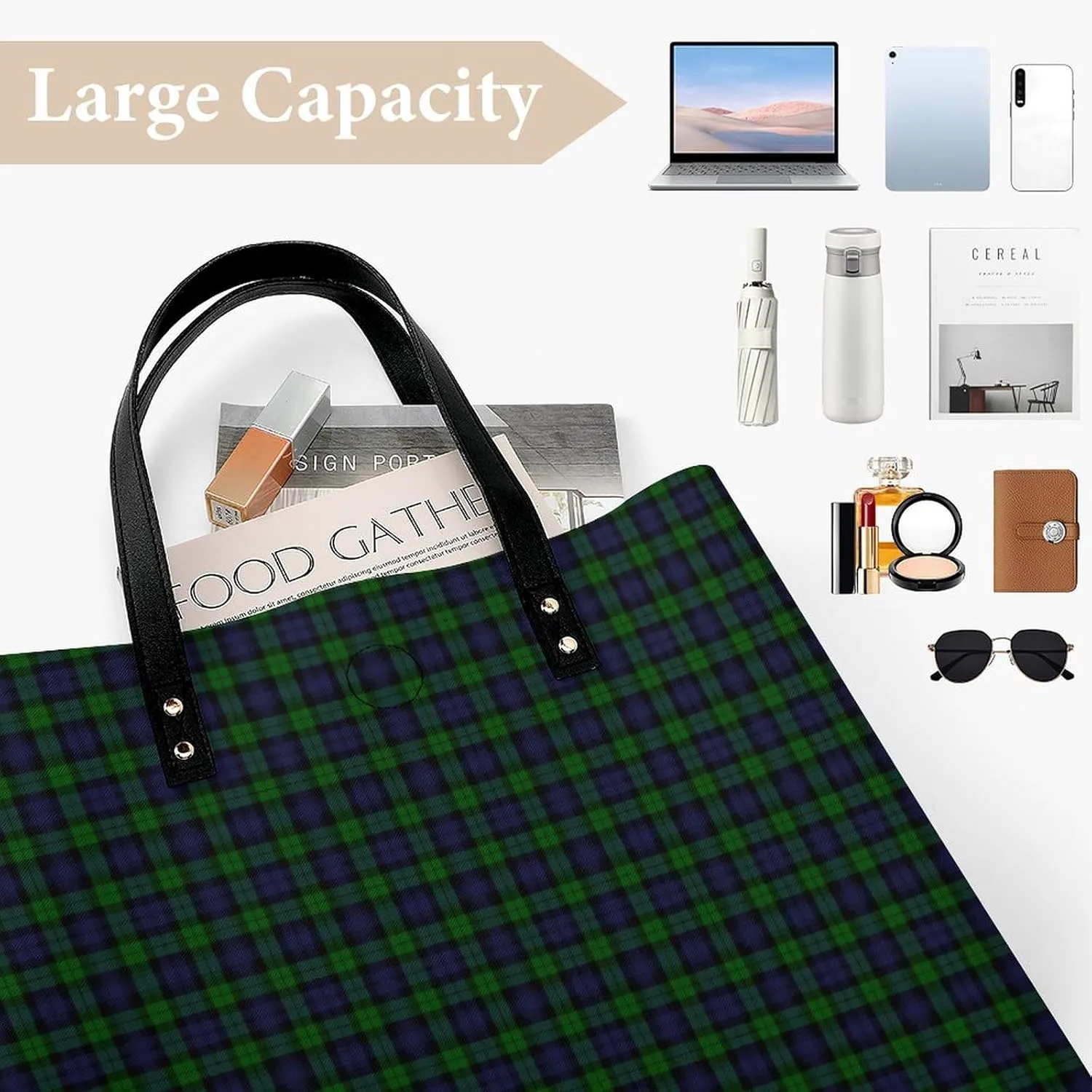 Murray Tartan Fashionable All Printed Leather Handbag Unisex