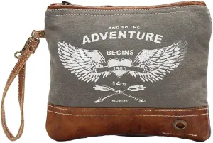 Myra Bag Adventure Begins Upcycled Canvas Wristlet Bag S-1020