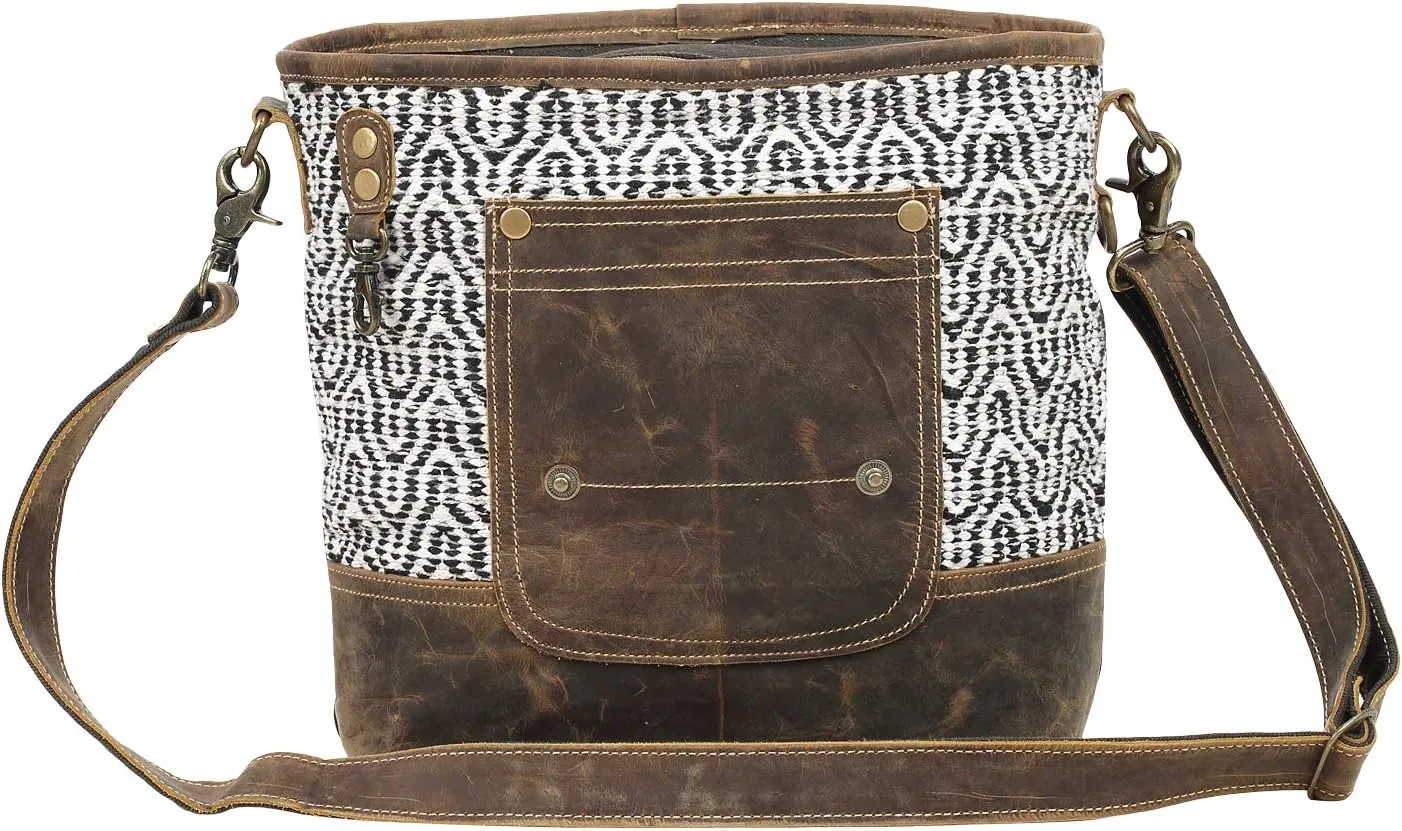 Myra Bag Burnt Sienna Upcycled Canvas Cotton & Leather Shoulder Bag S-1543