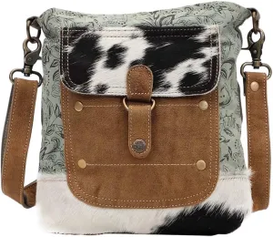 Myra Bag Eau De Nil Upcycled Canvas & Cowhide Shoulder Bag S-1430
