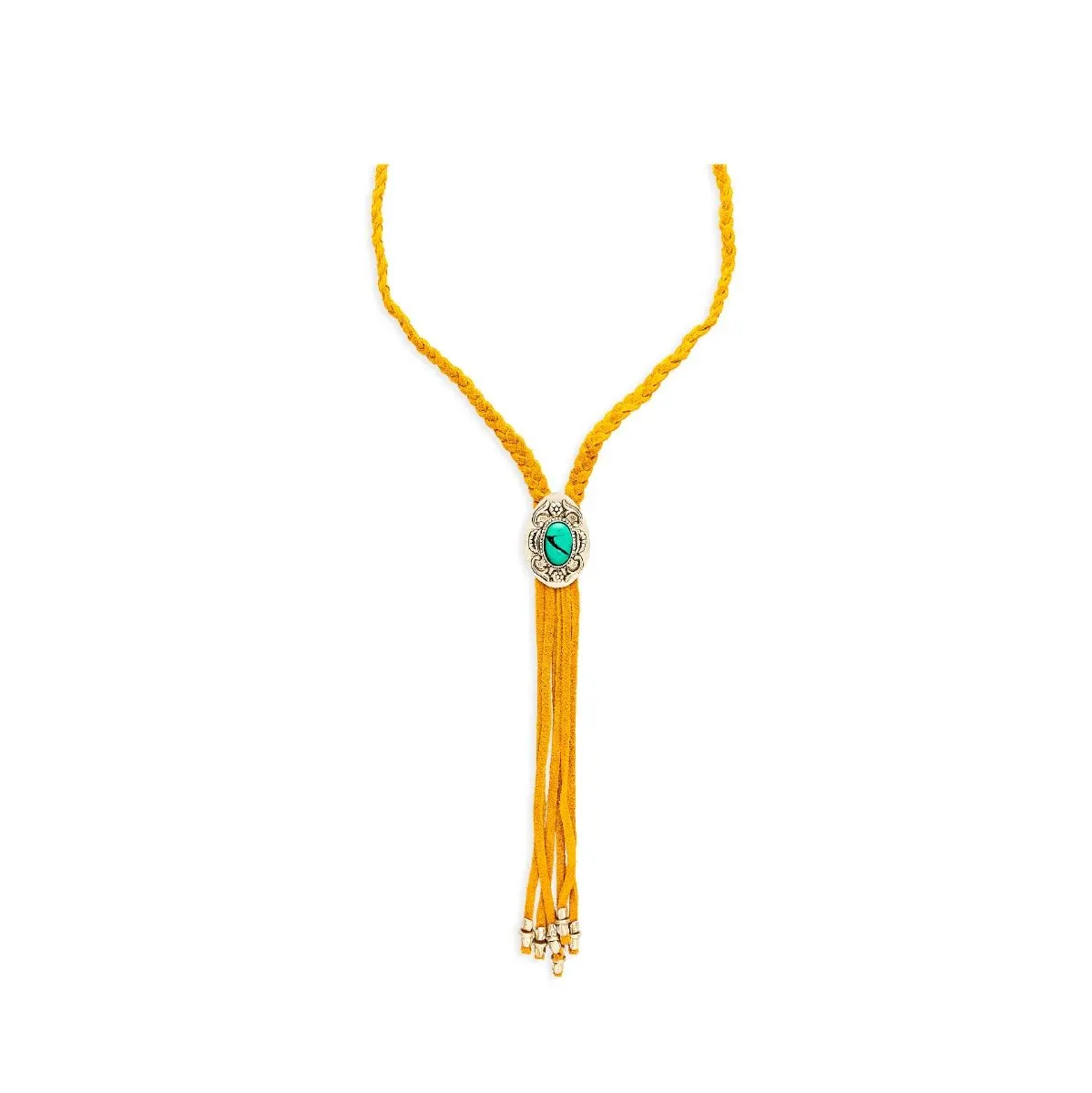 Myra Bag Prairie Concho Suede Leather Drop Necklace S-9206
