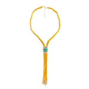 Myra Bag Prairie Concho Suede Leather Drop Necklace S-9206