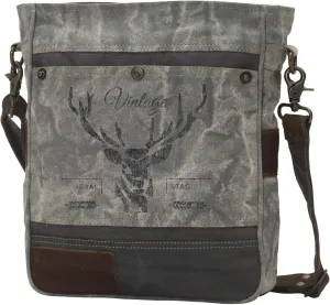 Myra Bag Royal Stag Vintage Upcycled Canvas Shoulder Bag S-0715