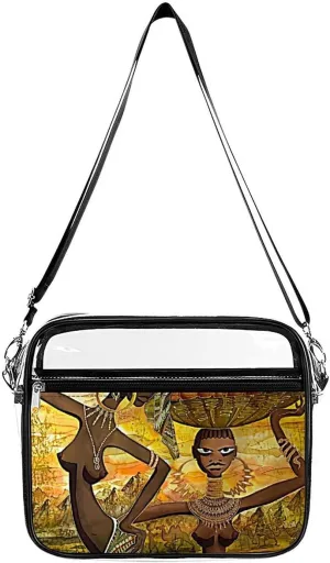 Naked African Girls Clear Stadium Bag Clear Messenger Bag Shoulder Bag with 2 Compartments Clear Crossbody Bag