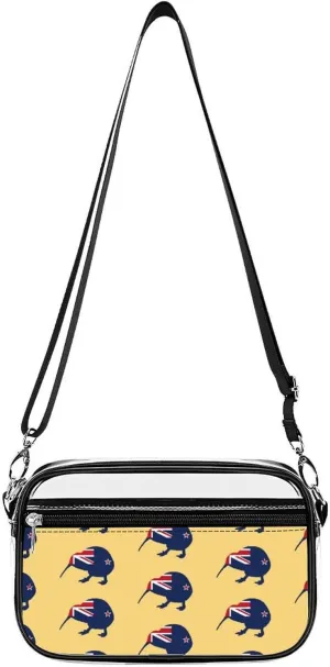 New Zealand Kiwi Birds Clear Stadium Bag Clear Mini Messenger Bags with 2 Compartments Crossbody Bag