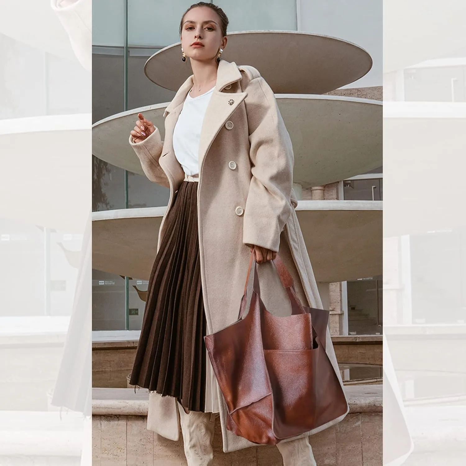 NICOLE & DORIS Large Carry on Handbags Oversized Tote Bags for Women Hobo and Shoulder Bags Soft PU Leather Shopping Bag