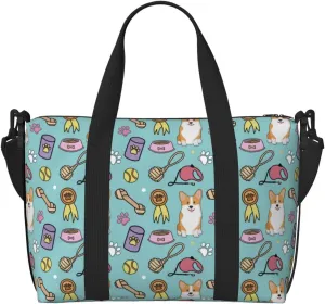 Novastar Laptop Tote Bag for Women Work - Cute Corgi Dog Bowl Props Overnight Weekender Bags for Women Travel, Gym Bag for Women Men, Personal Item Crossbody Travel Bags for Women Men Carry On
