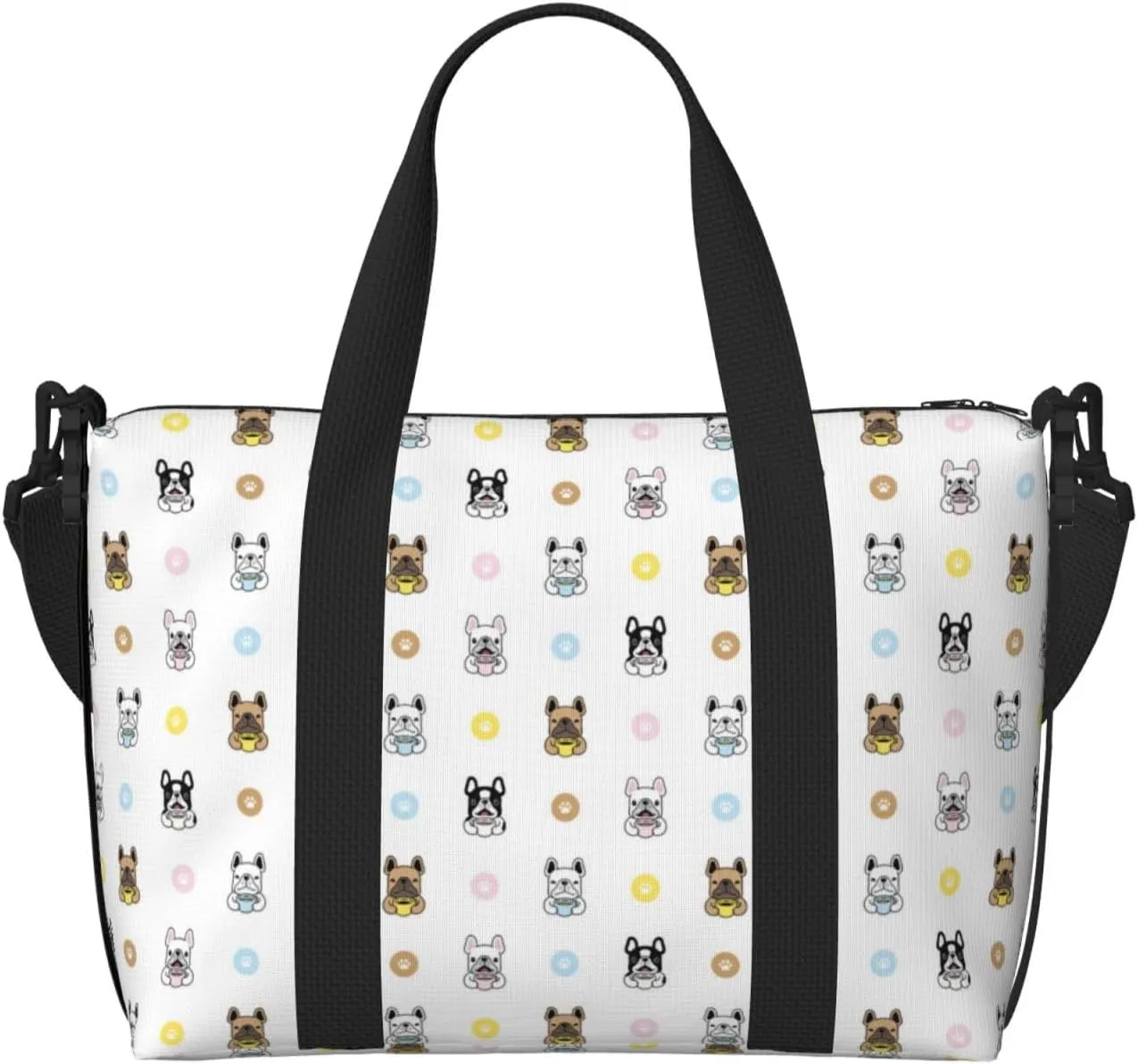 Novastar Laptop Tote Bag for Women Work - Cute French Bulldog Teacup Overnight Weekender Bags for Women Travel, Gym Bag for Women Men, Personal Item Crossbody Travel Bags for Women Men Carry On