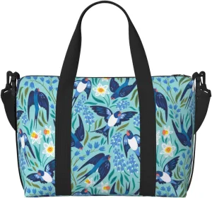 Novastar Laptop Tote Bag for Women Work - Flying Swallows And Flowers Overnight Weekender Bags for Women Travel, Gym Bag for Women Men, Personal Item Crossbody Travel Bags for Women Men Carry On
