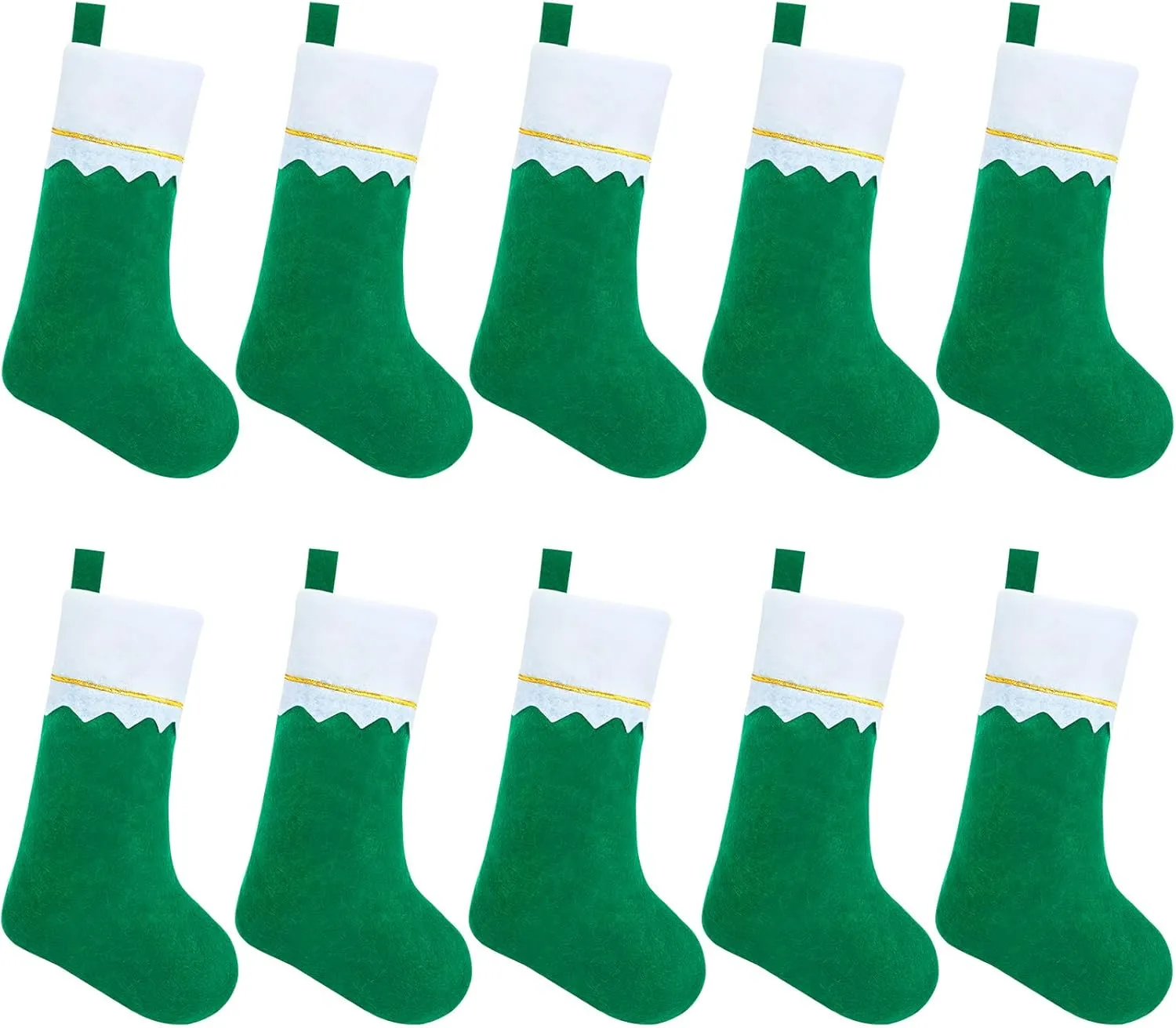 NOVWANG 10 Pack Christmas Stockings, Hanging Xmas Home Decor Christmas Stocking Bags Holiday Decorations Stockings Green Christmas Stockings Bulk