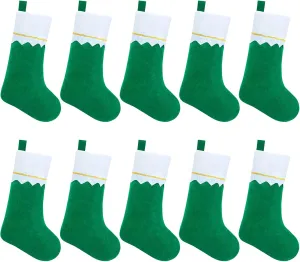 NOVWANG 10 Pack Christmas Stockings, Hanging Xmas Home Decor Christmas Stocking Bags Holiday Decorations Stockings Green Christmas Stockings Bulk