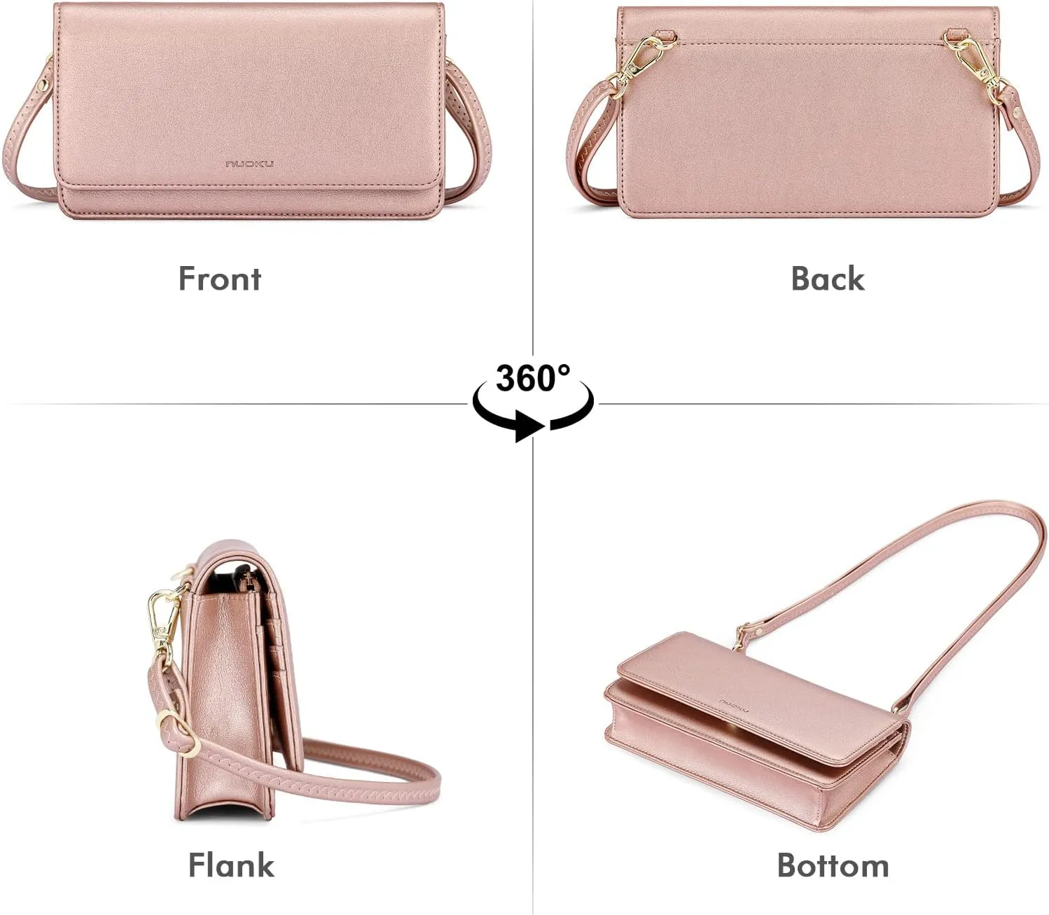 nuoku Crossbody Bag for Women, Phone Wallet Purses PU Leather Satchel, Small Shoulder Bags
