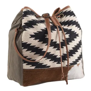 OHLAY KB271 Bucket Upcycled Wool Upcycled Canvas Hair-On Genuine Leather women bag western handbag purse