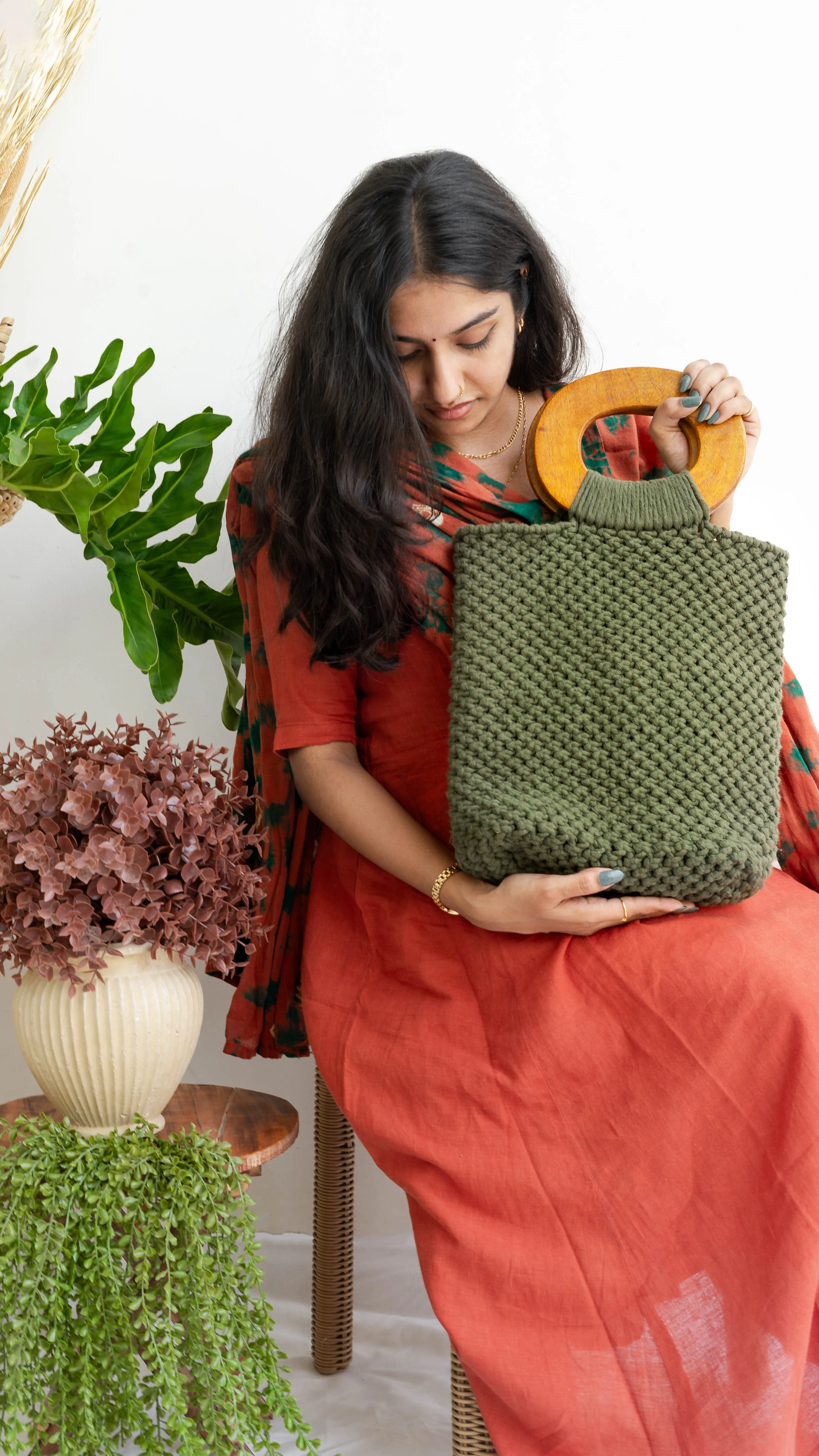 Olive Macrame bag