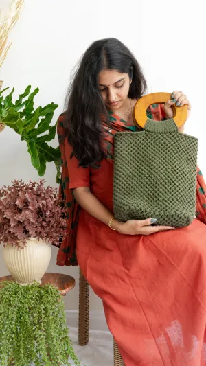 Olive Macrame Bag