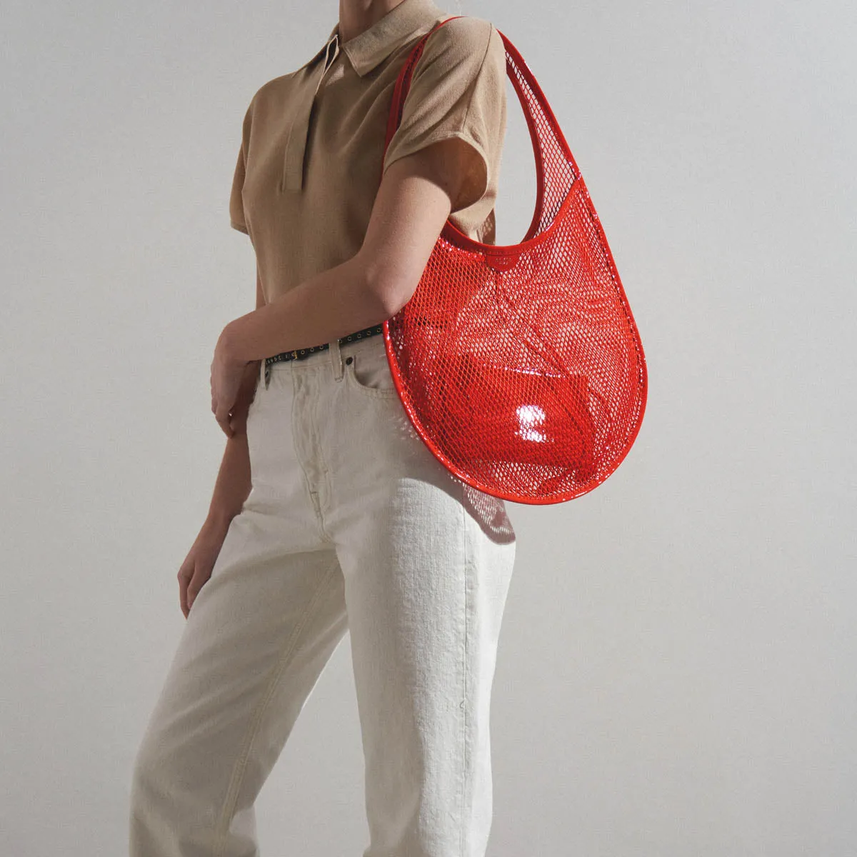One piece medium red mesh bag