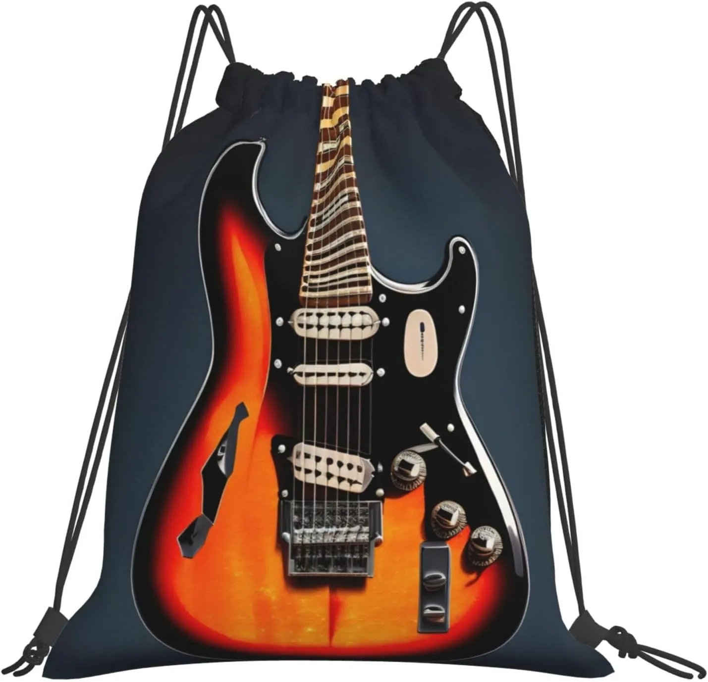 orange electric guitars print Drawstring Shoulder Bag,Gym Bag,Outdoor Portable Shoulder Bag,Sports Yoga Bag