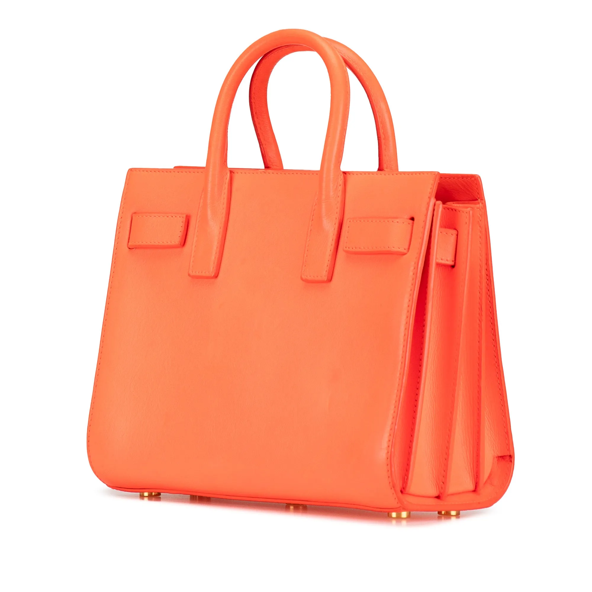 Orange Saint Laurent Nano Leather Sac De Jour Satchel