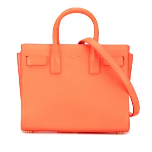 Orange Saint Laurent Nano Leather Sac De Jour Satchel