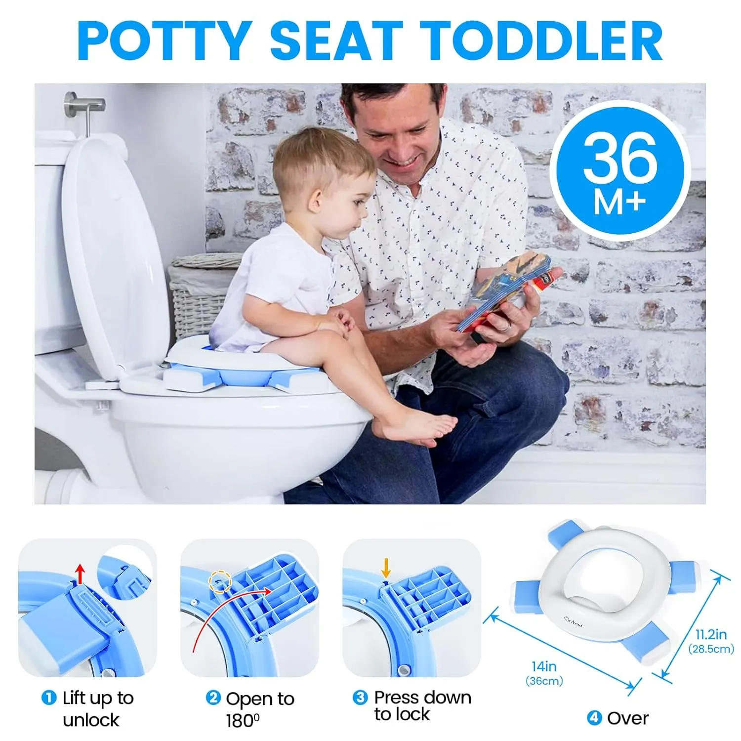 Orzbow Portable Potty Training Toilet for Boys and Girls with Storage Bag - Foldable Travel Potty Chair, Toddler Potty Seat for Indoor and Outdoor, Easy to Clean, Includes Free 40pcs Travel Bags, Blue