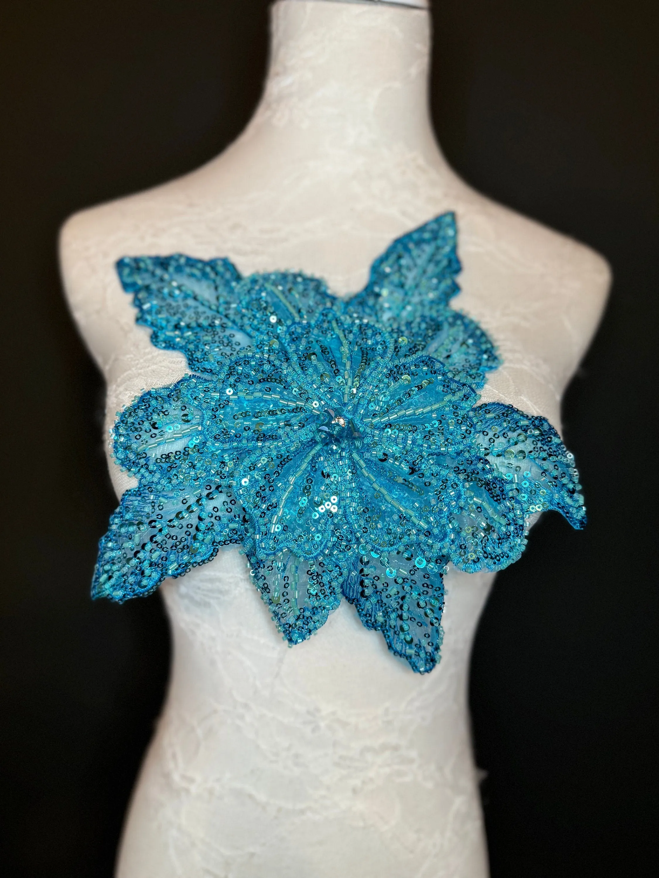 Oversized Corsage Flower, Beaded, Sequined, 19 Colours, 12” Wide, Beaded Pin on Corsage, Bridal, Clothing, Dress, FAN Design, FAN Design