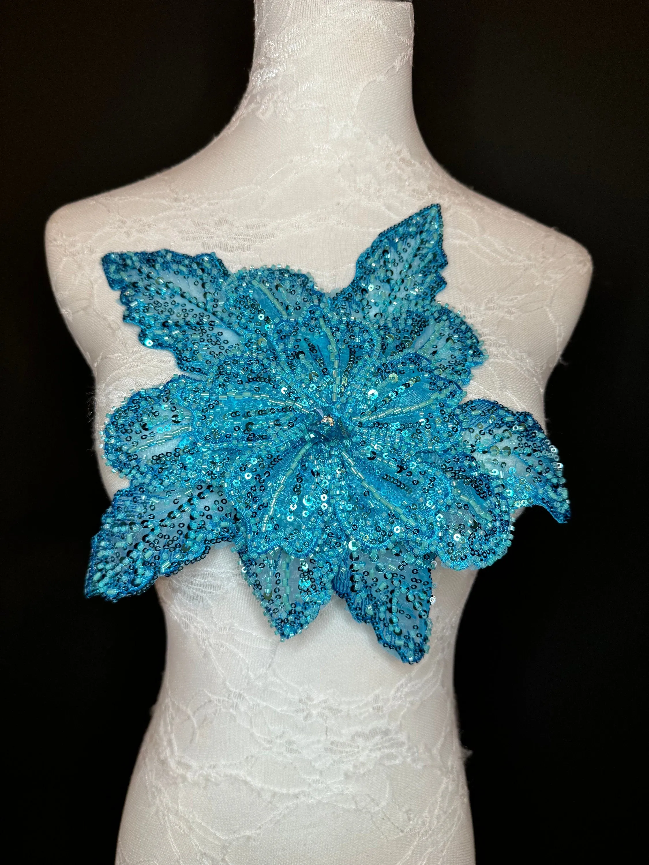 Oversized Corsage Flower, Beaded, Sequined, 19 Colours, 12” Wide, Beaded Pin on Corsage, Bridal, Clothing, Dress, FAN Design, FAN Design