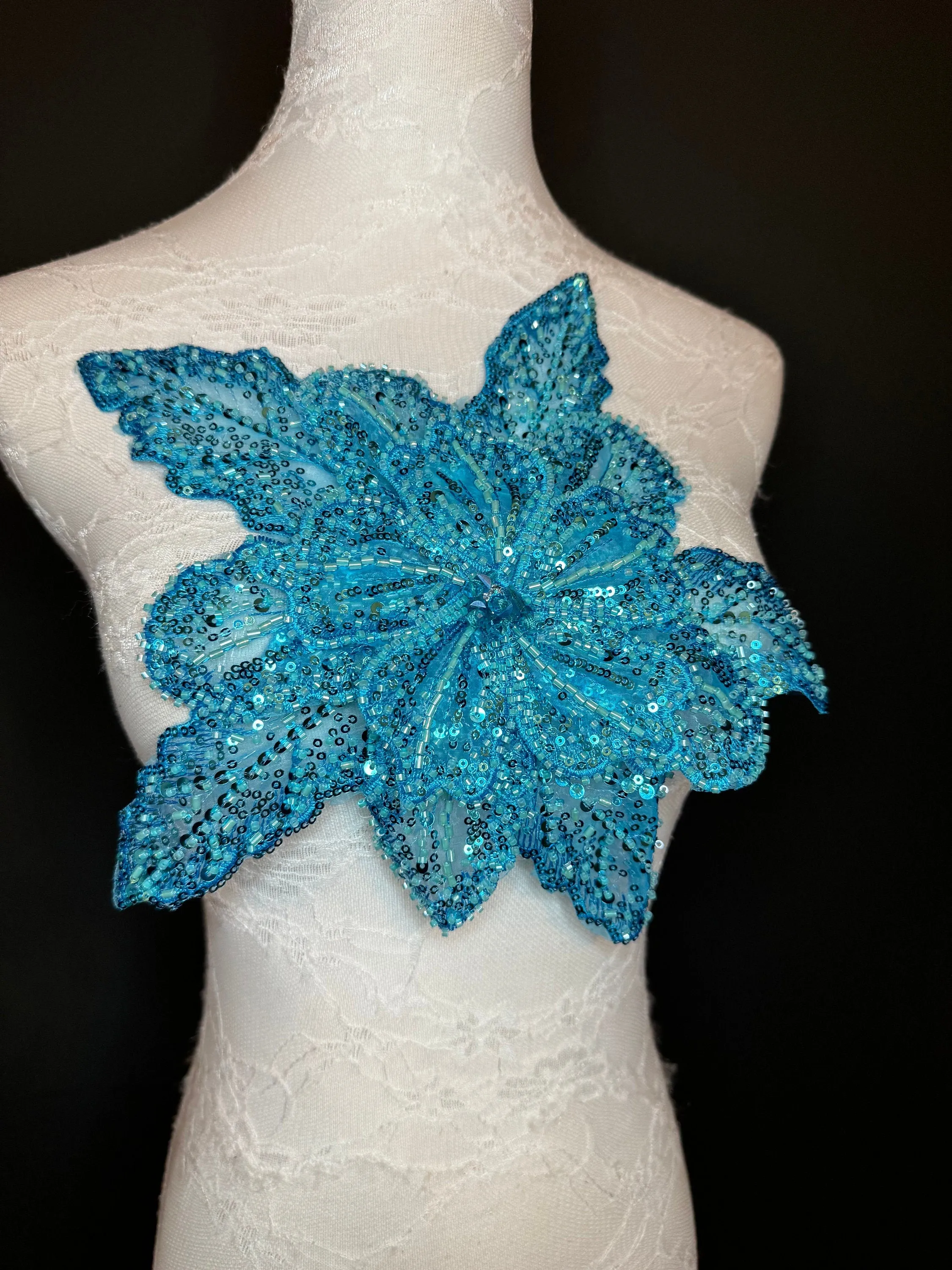 Oversized Corsage Flower, Beaded, Sequined, 19 Colours, 12” Wide, Beaded Pin on Corsage, Bridal, Clothing, Dress, FAN Design, FAN Design
