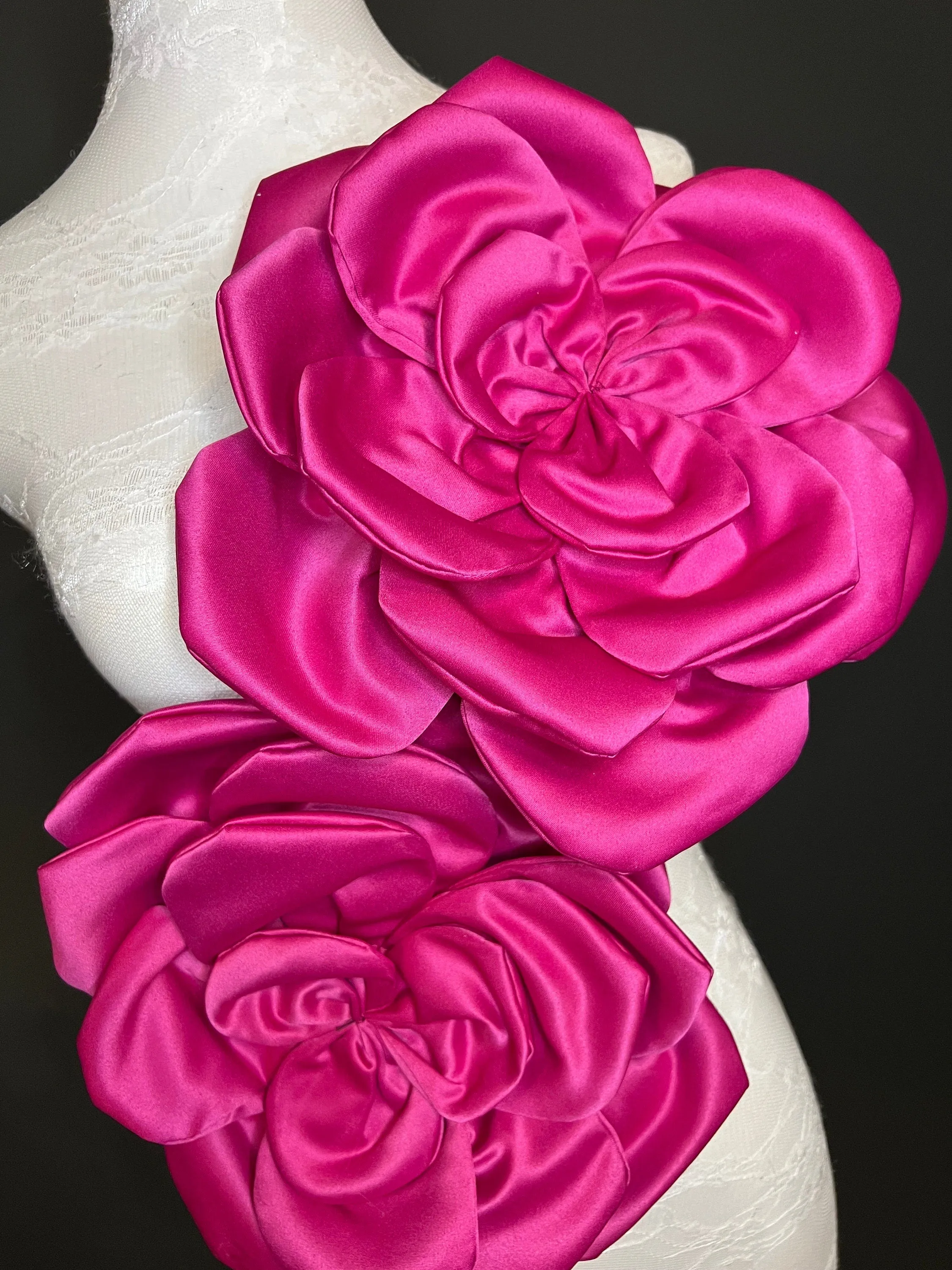 Oversized Large Corsage Flower, Cerise, 9 colours, 11” Wide, 27cm, Pin on Corsage, Bridal, Clothing, Dress, Hat, Accessory, FAN Design