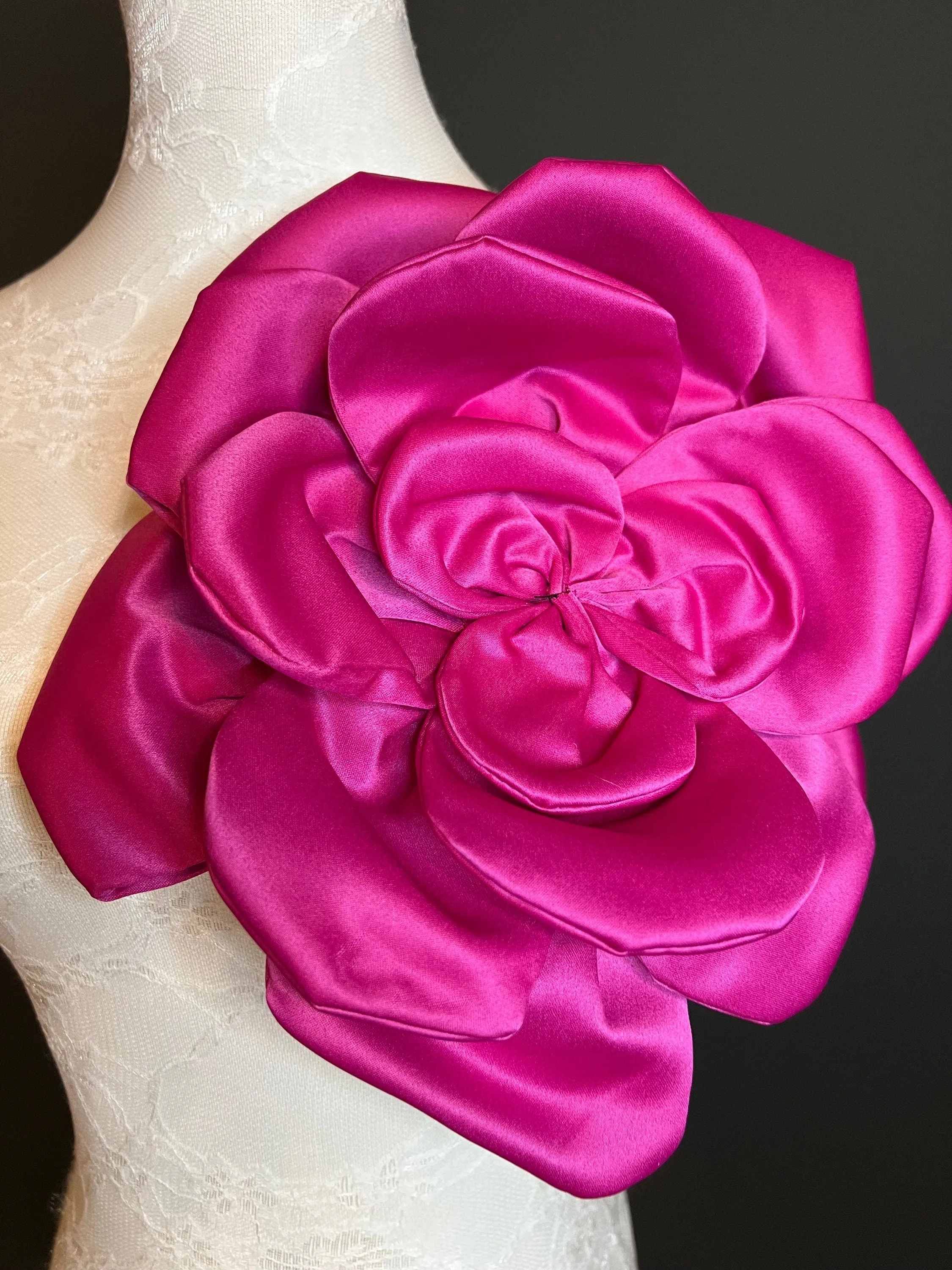 Oversized Large Corsage Flower, Cerise, 9 colours, 11” Wide, 27cm, Pin on Corsage, Bridal, Clothing, Dress, Hat, Accessory, FAN Design