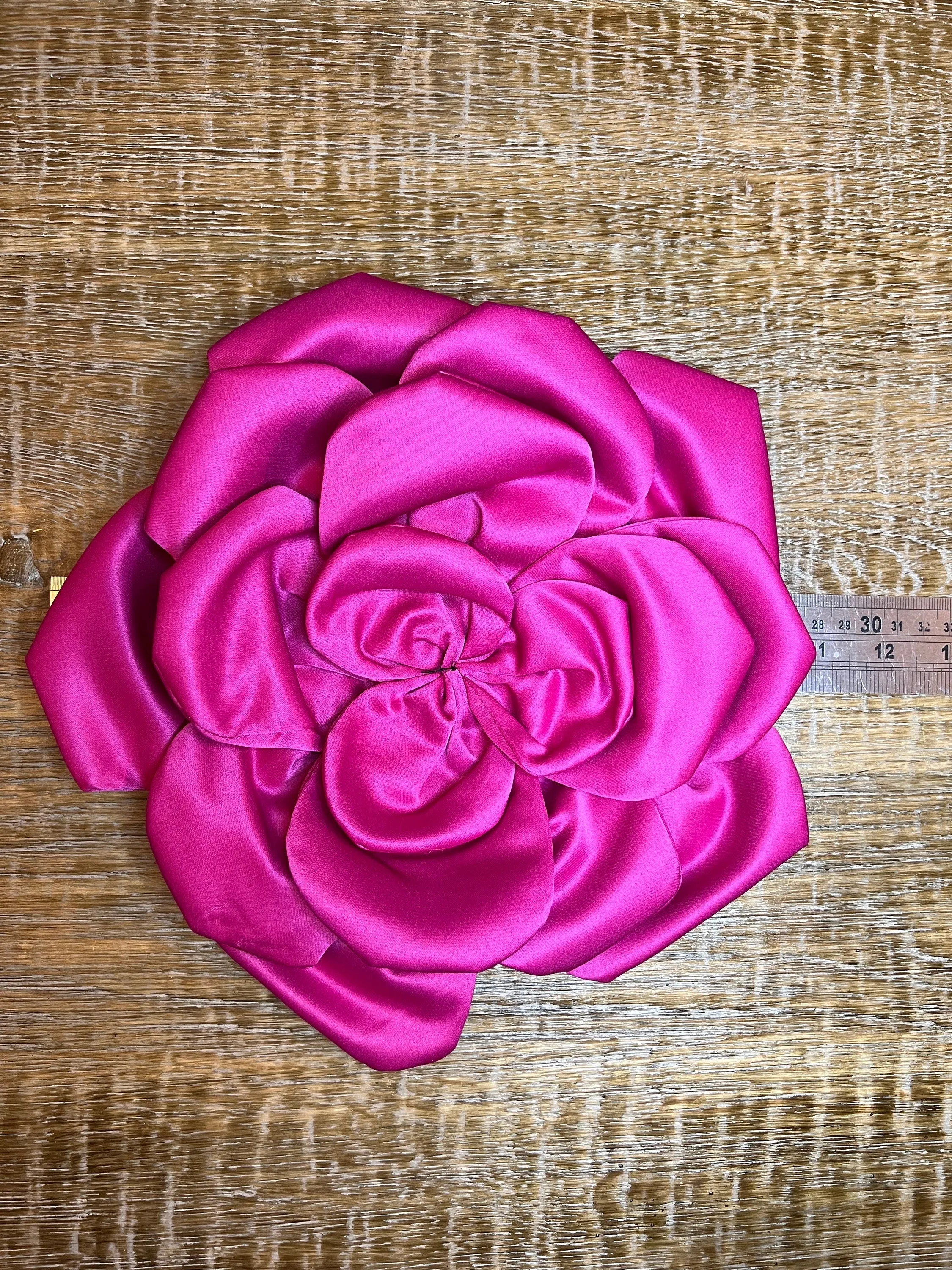 Oversized Large Corsage Flower, Cerise, 9 colours, 11” Wide, 27cm, Pin on Corsage, Bridal, Clothing, Dress, Hat, Accessory, FAN Design