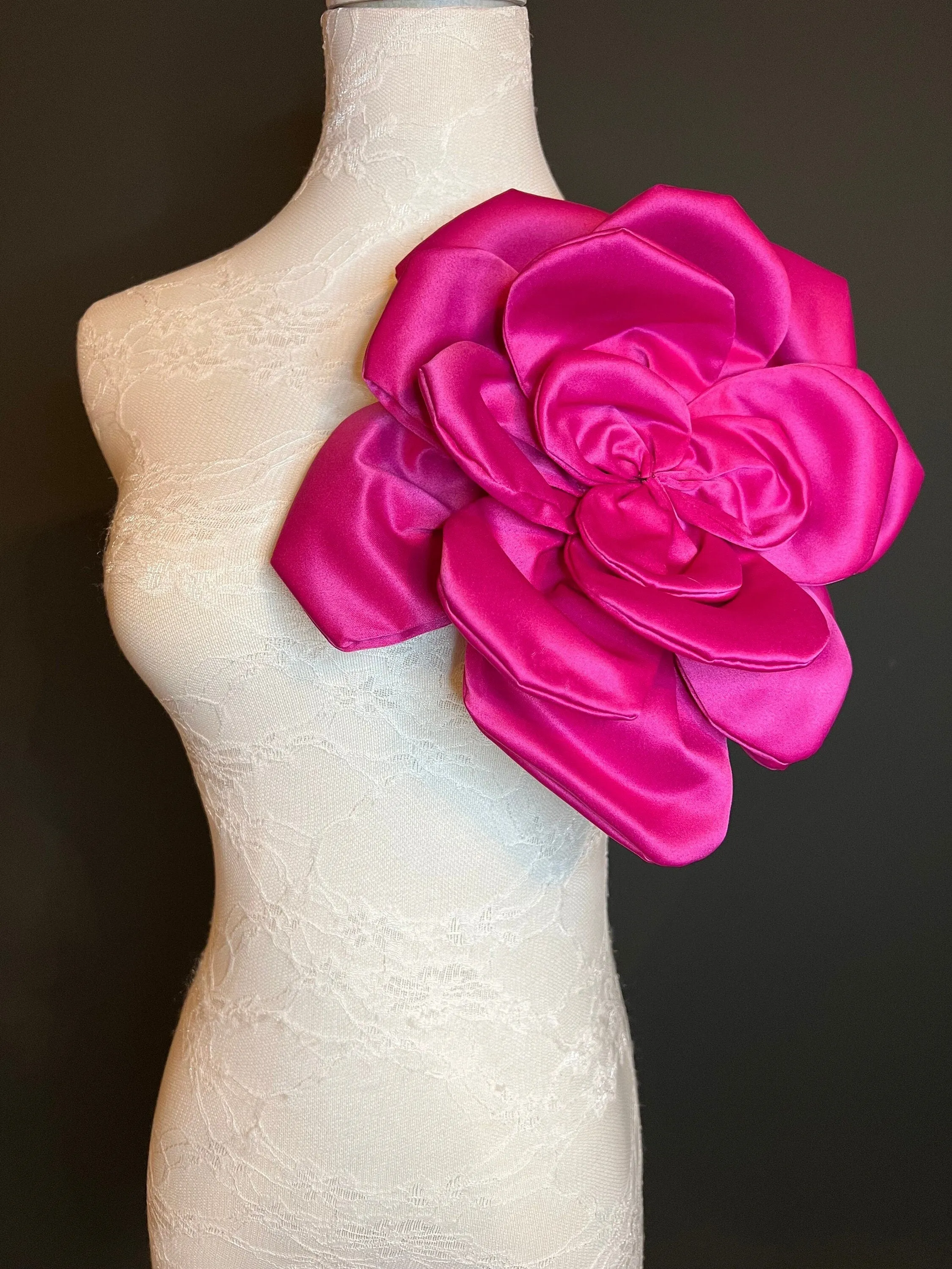 Oversized Large Corsage Flower, Cerise, 9 colours, 11” Wide, 27cm, Pin on Corsage, Bridal, Clothing, Dress, Hat, Accessory, FAN Design