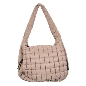 Oversized Quilted Tote Bag (Tan)