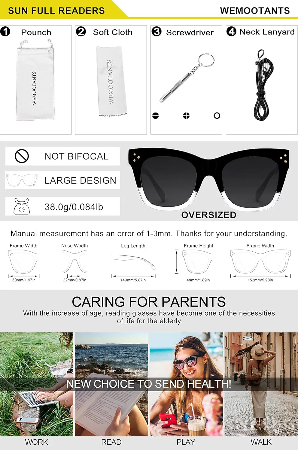 Oversized Reader Sunglasses for Women 2.50 Cat Eye Reading Glasses UV Protection Fashion Design 1.0 1.25 1.5 1.75 2.0 2.25 2.5 2.75 3.0 Transparent 2.50