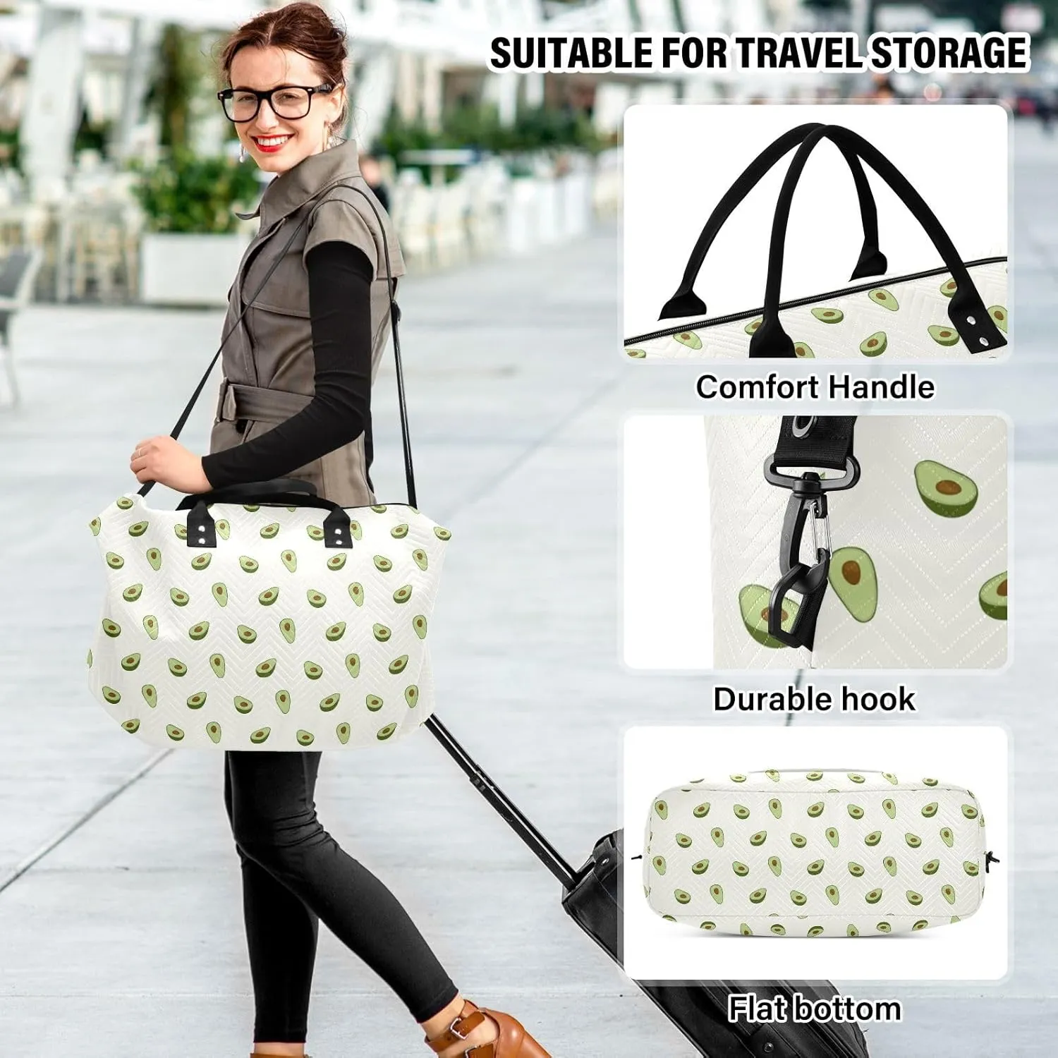 Oversized Travel Duffel Bag Avocado Green Carry on Bag with Toiletry Bag Gym Bag for Trekking Airplane Traveling 2 Pcs Set
