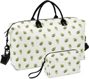 Oversized Travel Duffel Bag Avocado Green Carry on Bag with Toiletry Bag Gym Bag for Trekking Airplane Traveling 2 Pcs Set