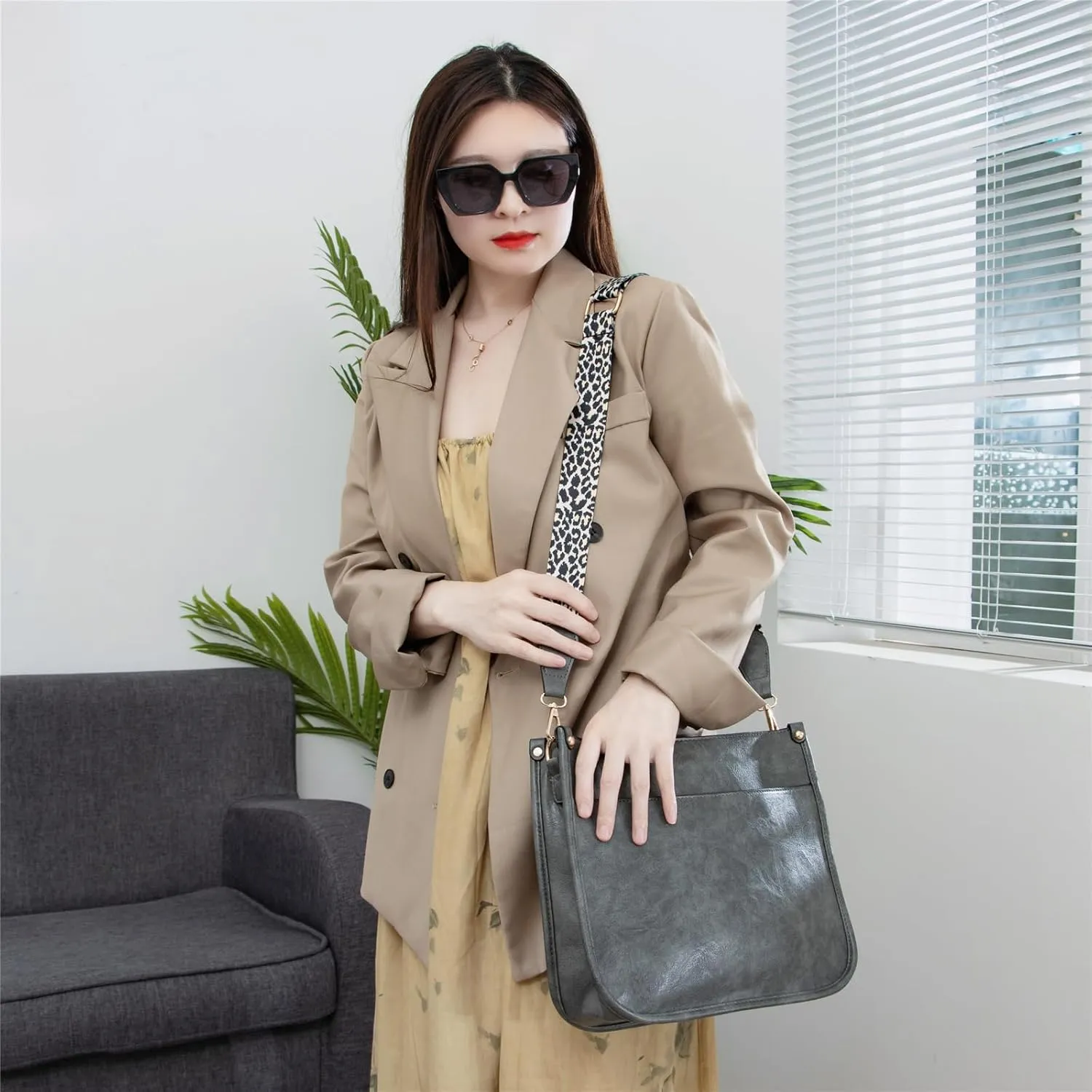 Ovida Vegan Leather Crossbody Bags for Women Hobo Purse Designer Shoulder Handbags With Guitar Strap Bucket Satchel Tote Bag