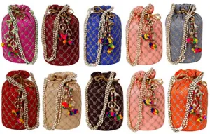 (Pack of 10) Women's Potli Bag Combo (Multicolor)
