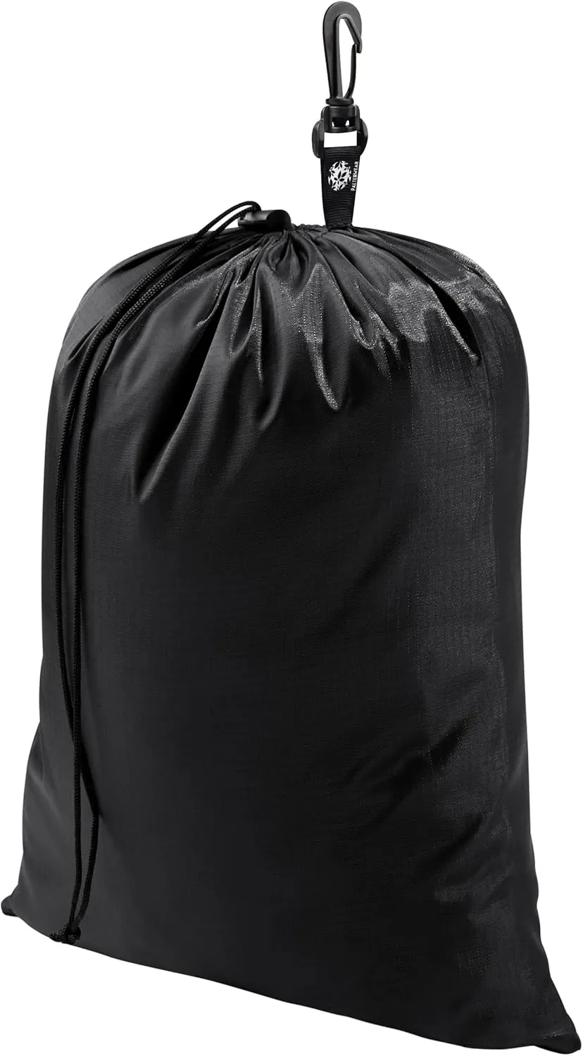 PALTERWEAR Drawstring Bag - Cinch and Ditty Pouch with Clip for Travel, Wardrobe, Outdoors - Set of 5 (Black, 12 x 16 inch)