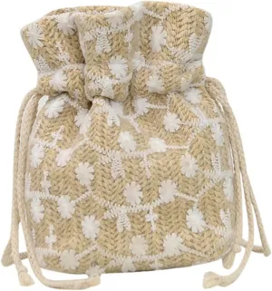 PartyKindom Chic Knit Shoulder Bag Stylish Bucket Bag for Women Fashionable Storage Pouch for Occasions