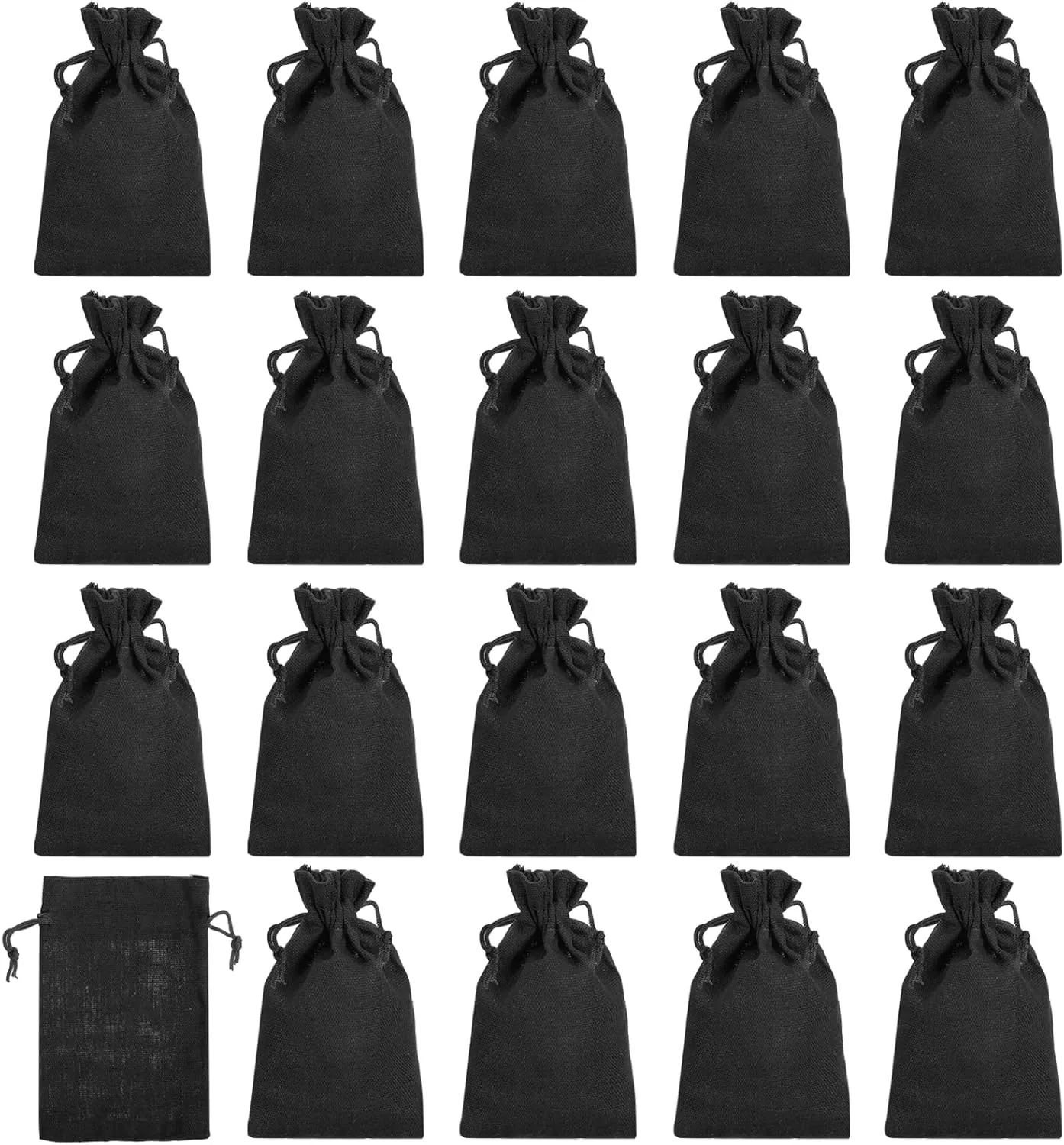 PATIKIL 6"x4" Coin Money Sacks Bag, 20 Pack Bank Deposit Change Transit Bags Cash Bag with Drawstring Currency Bags Gift Bag Style 4, Black