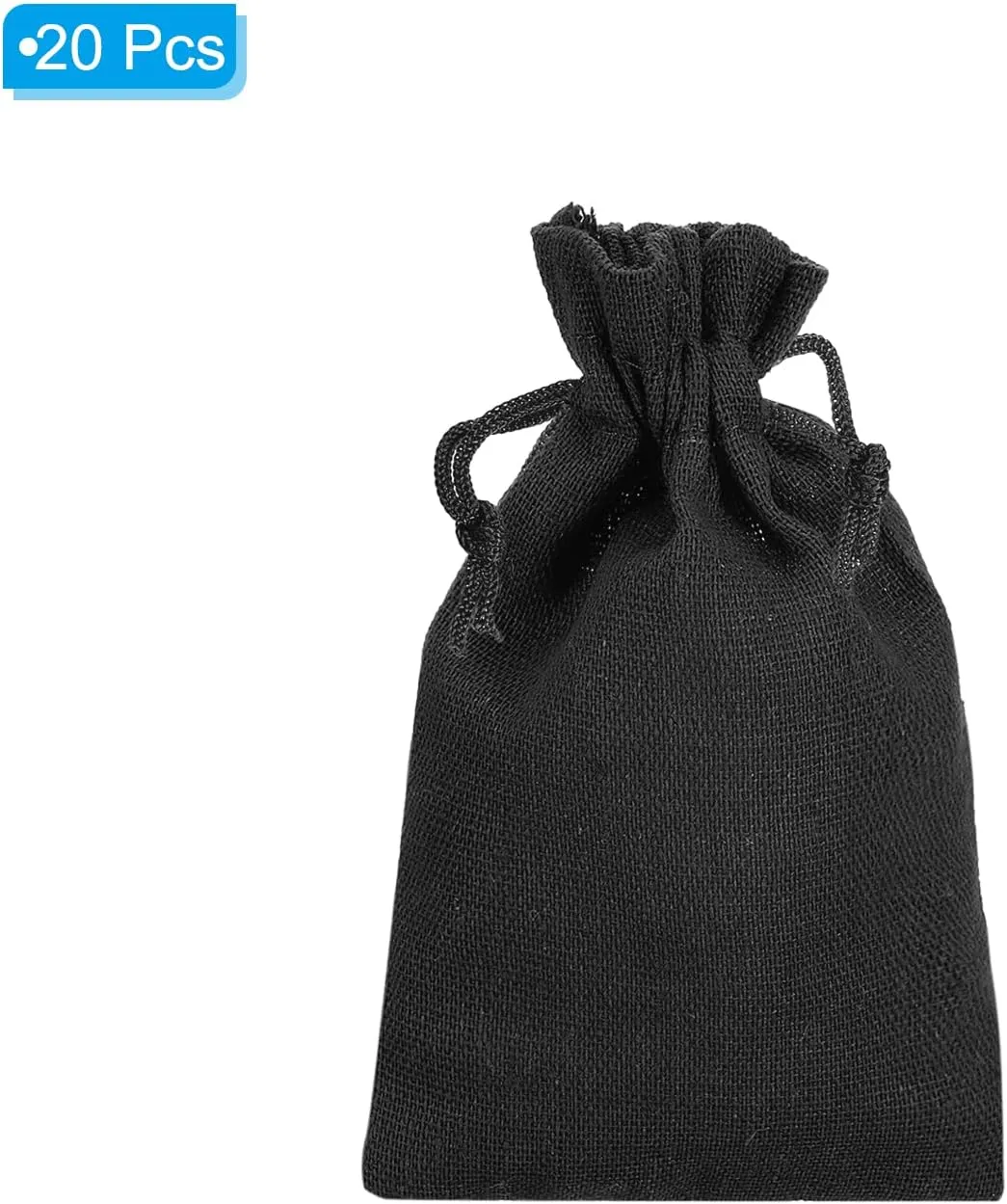 PATIKIL 6"x4" Coin Money Sacks Bag, 20 Pack Bank Deposit Change Transit Bags Cash Bag with Drawstring Currency Bags Gift Bag Style 4, Black