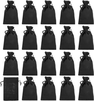 PATIKIL 6"x4" Coin Money Sacks Bag, 20 Pack Bank Deposit Change Transit Bags Cash Bag with Drawstring Currency Bags Gift Bag Style 4, Black