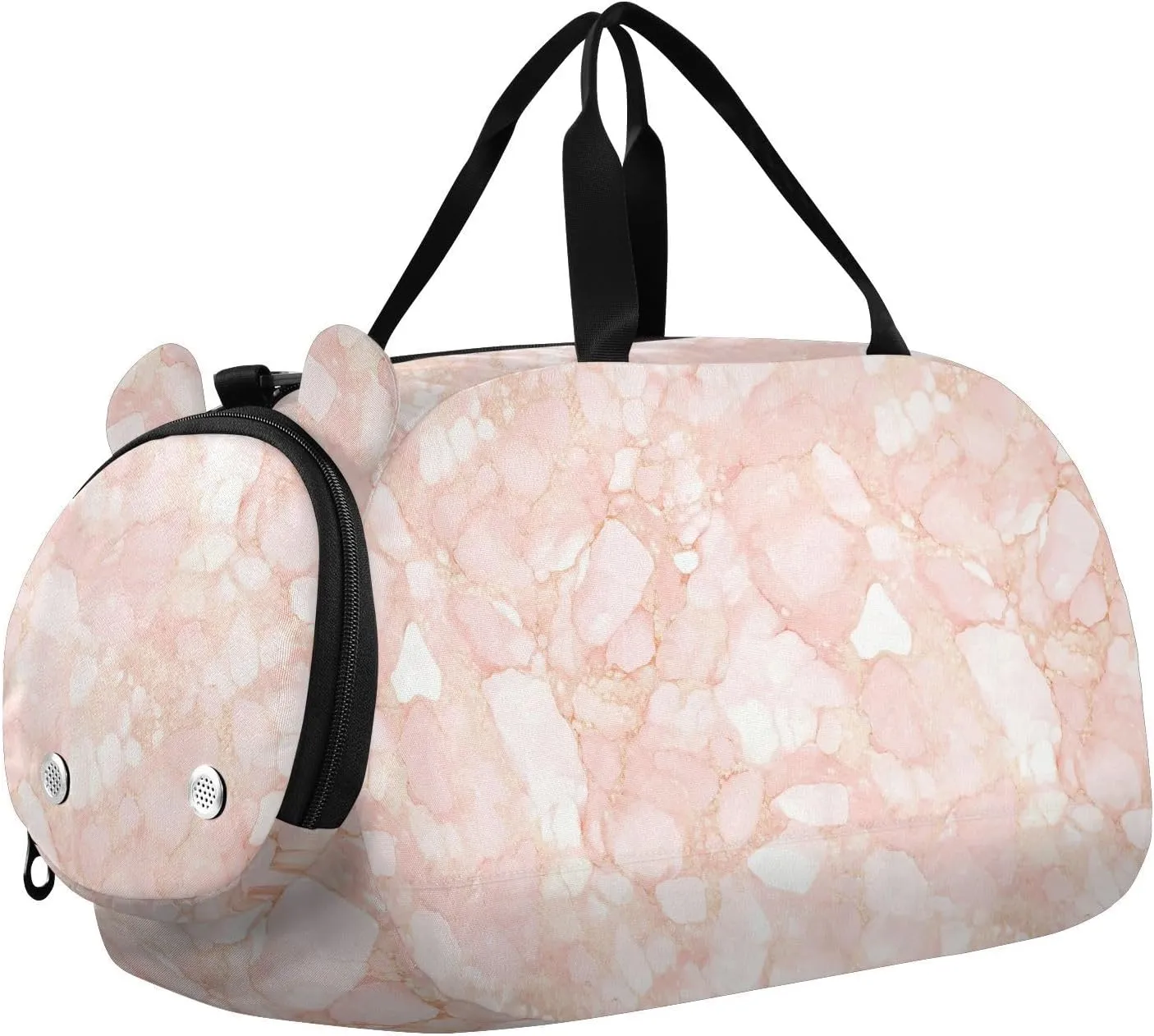 Peach Gold Irregular Marble Girl's Gym Duffel Bag with Shoes Compartment Multifunctional Weekender Overnight Dance Bag for Travel, Sports, Duffel, Weekender bulto de