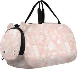 Peach Gold Irregular Marble Girl's Gym Duffel Bag with Shoes Compartment Multifunctional Weekender Overnight Dance Bag for Travel, Sports, Duffel, Weekender bulto de