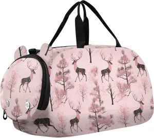 Peach Reindeer Jungle Girl's Gym Duffel Bag with Shoes Compartment Large Capacity Carry On Overnight Bag for School Practice, Sports, Travel bolsas de